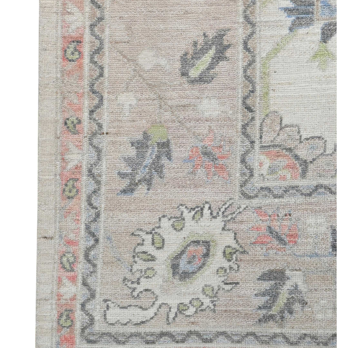 Pacific Ushak Wool Weft 43651 Ivory Beige Transitional Hand Knotted Rug
