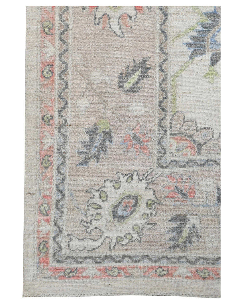 Pacific Ushak Wool Weft 43651 Ivory Beige Transitional Hand Knotted Rug
