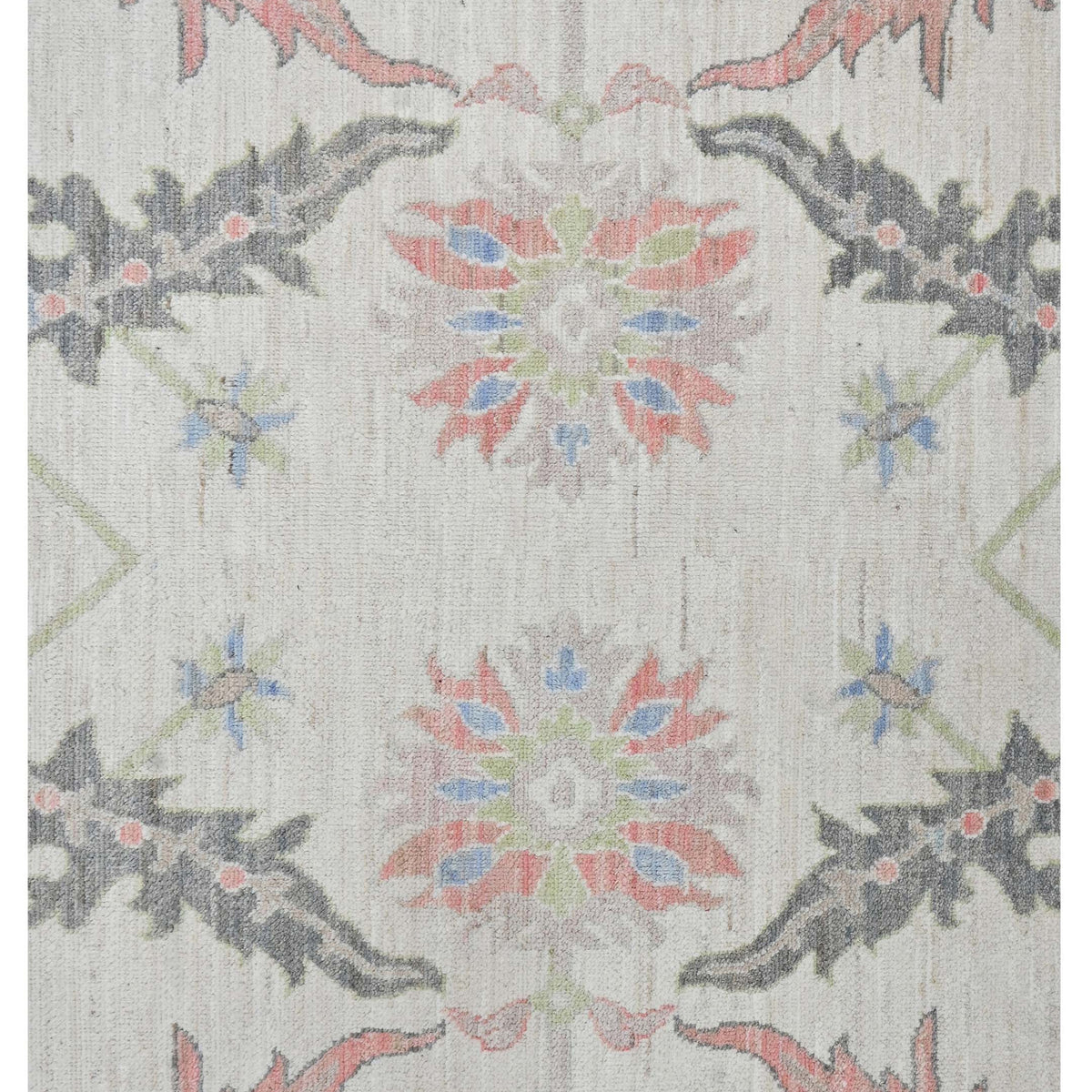 Pacific Ushak Wool Weft 43651 Ivory Beige Transitional Hand Knotted Rug
