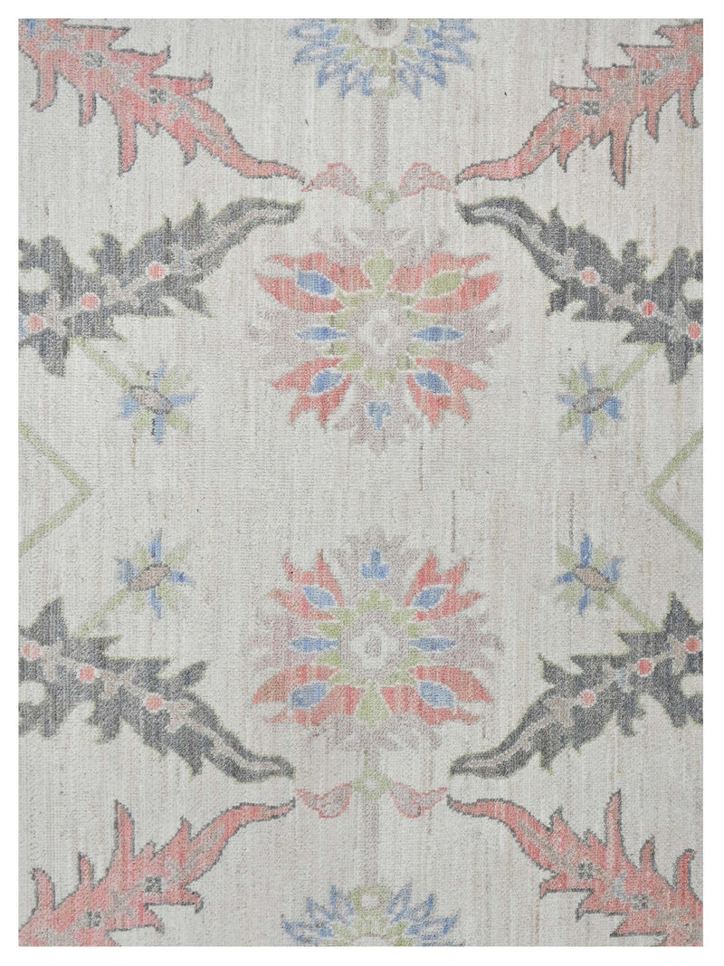 Pacific Ushak Wool Weft 43651 Ivory Beige Transitional Hand Knotted Rug