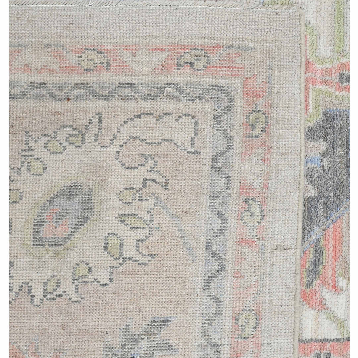 Pacific Ushak Wool Weft 43651 Ivory Beige Transitional Hand Knotted Rug
