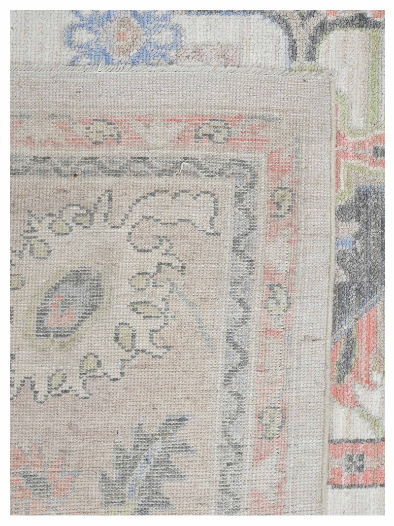 Pacific Ushak Wool Weft 43651 Ivory Beige Transitional Hand Knotted Rug