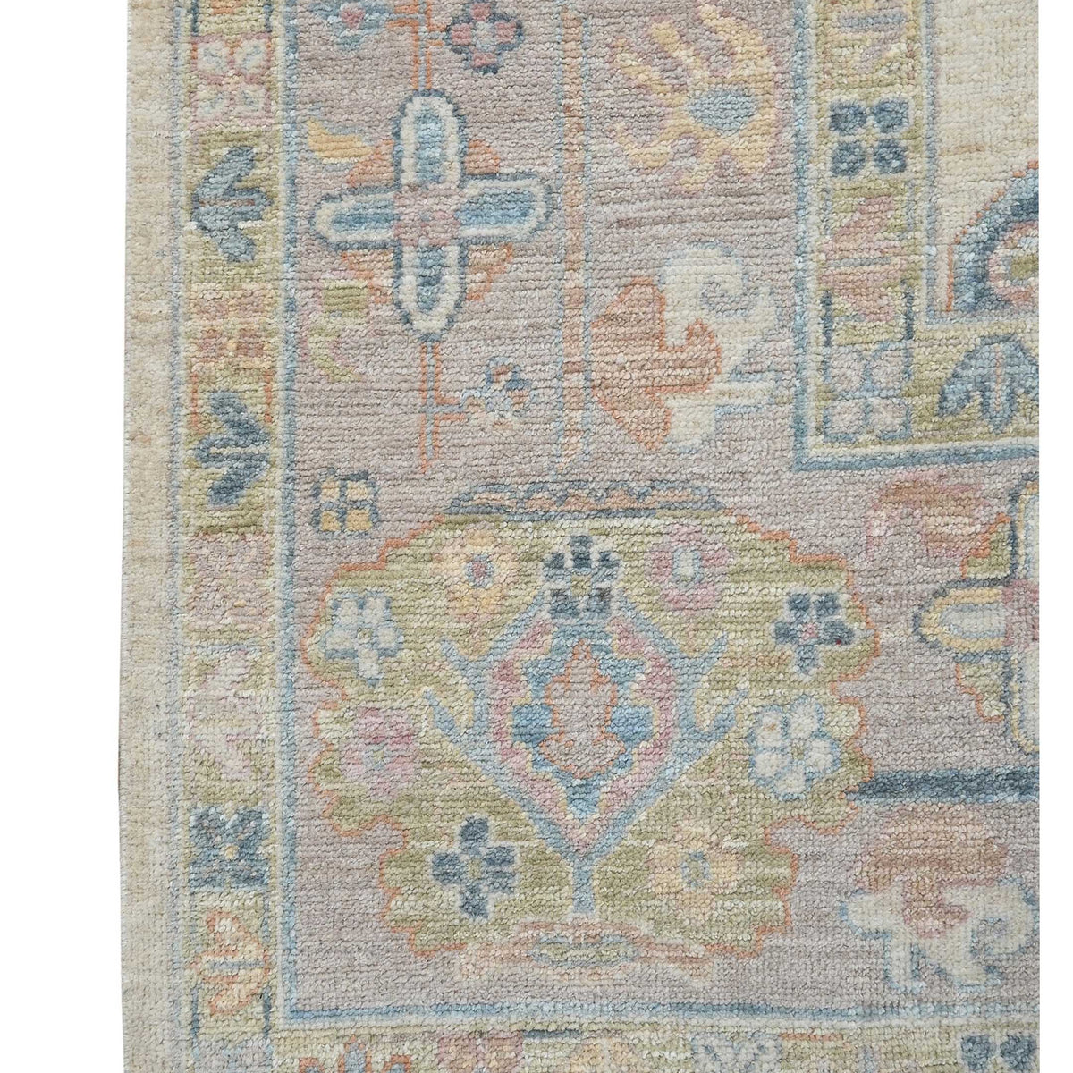 Pacific Ushak Wool Weft 43652 Ivory Peach Transitional Hand Knotted Rug