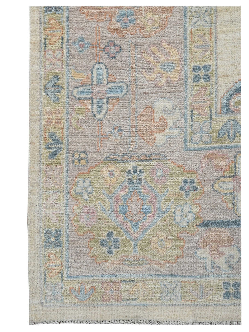 Pacific Ushak Wool Weft 43652 Ivory Peach Transitional Hand Knotted Rug