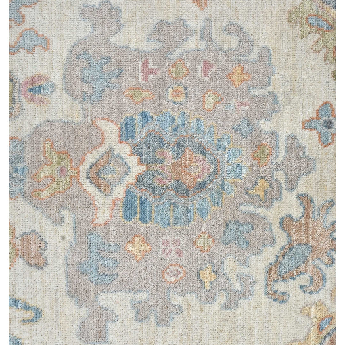 Pacific Ushak Wool Weft 43652 Ivory Peach Transitional Hand Knotted Rug