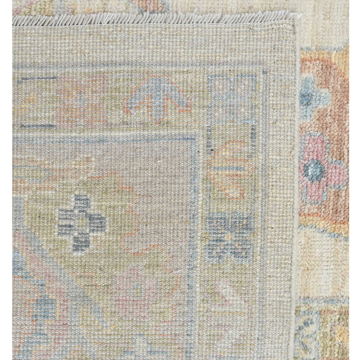 Pacific Ushak Wool Weft 43652 Ivory Peach Transitional Hand Knotted Rug