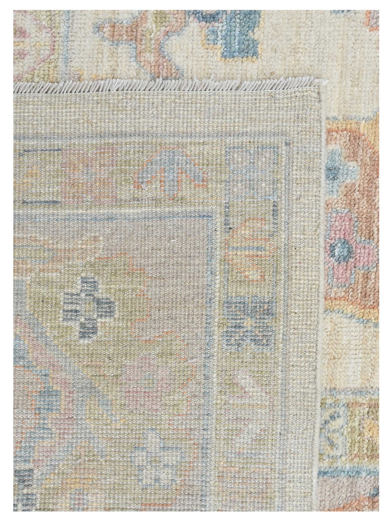 Pacific Ushak Wool Weft 43652 Ivory Peach Transitional Hand Knotted Rug