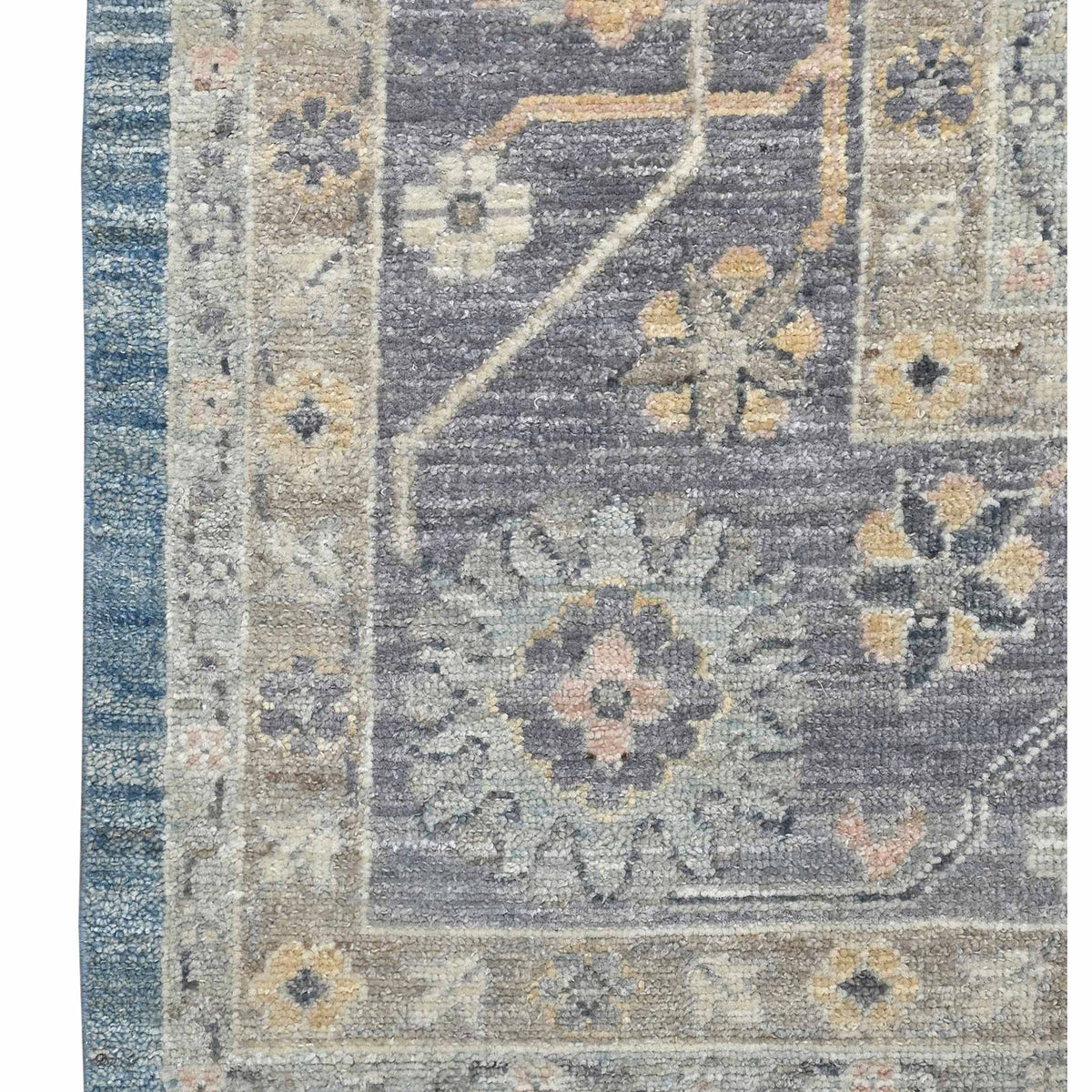 Pacific Ushak Wool Weft 43653 Blue Grey Transitional Hand Knotted Rug