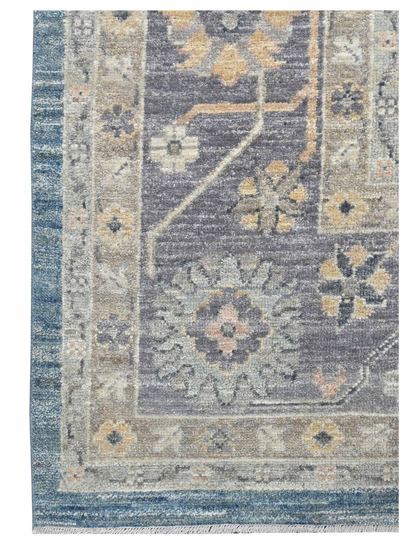 Pacific Ushak Wool Weft 43653 Blue Grey Transitional Hand Knotted Rug