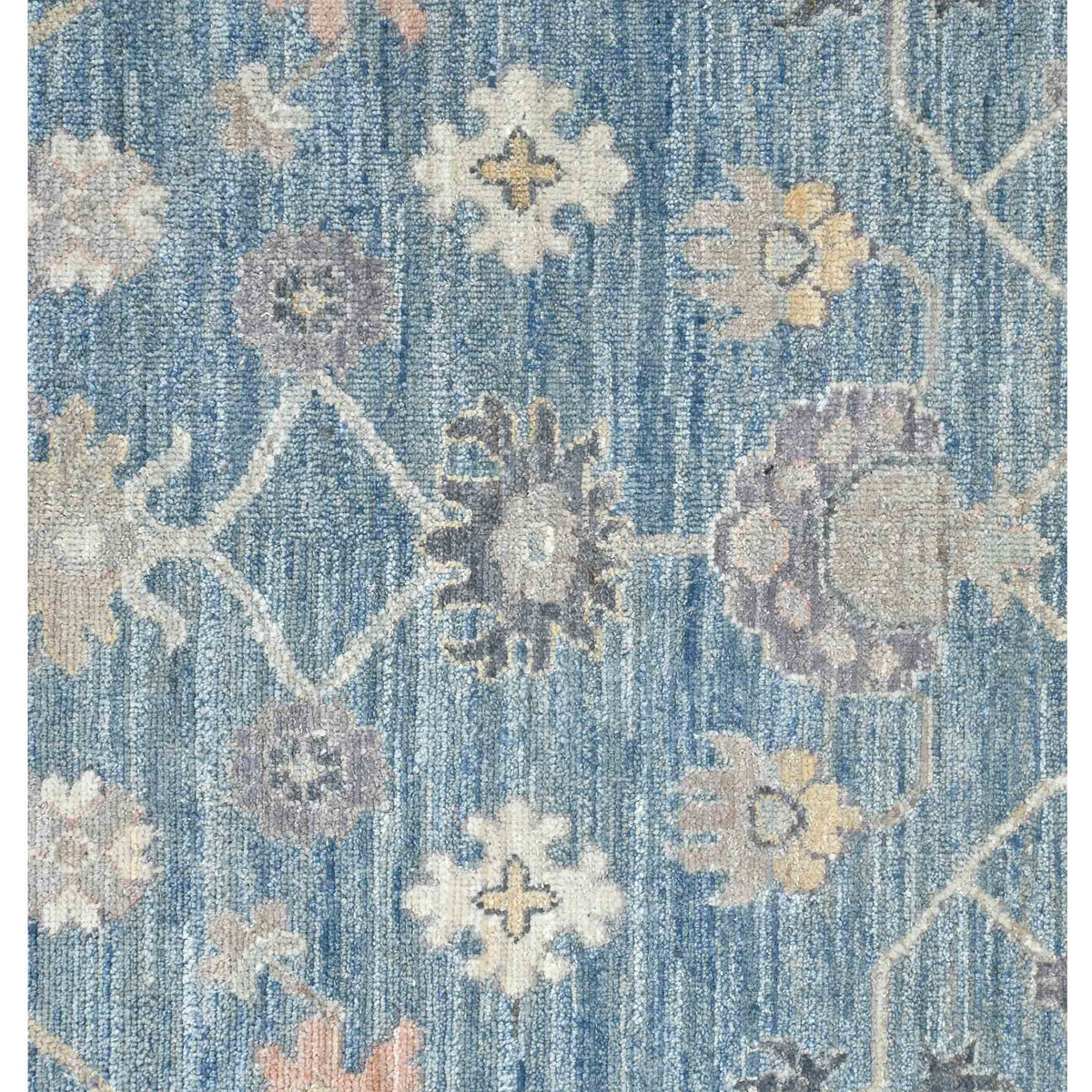 Pacific Ushak Wool Weft 43653 Blue Grey Transitional Hand Knotted Rug