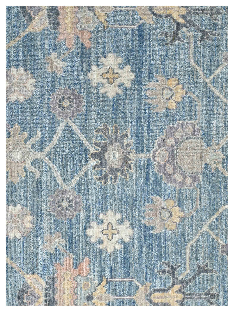 Pacific Ushak Wool Weft 43653 Blue Grey Transitional Hand Knotted Rug
