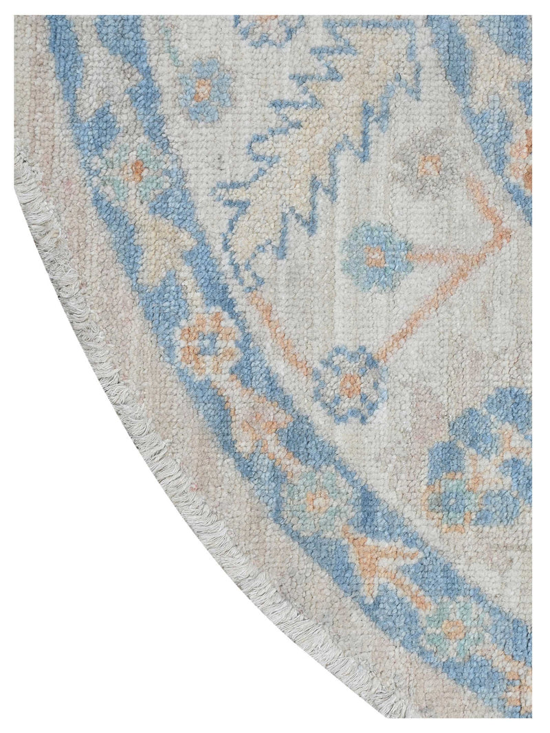 Pacific Ushak Wool Weft 43656 Pink Ivory Transitional Hand Knotted Rug