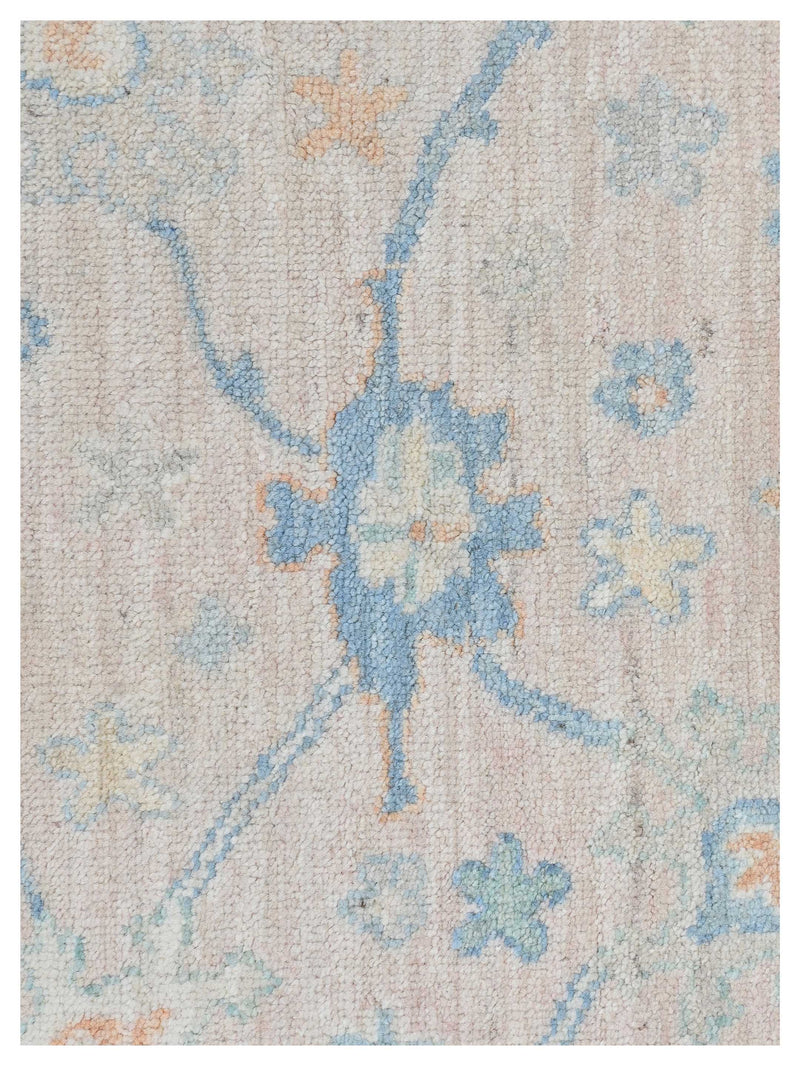 Pacific Ushak Wool Weft 43656 Pink Ivory Transitional Hand Knotted Rug