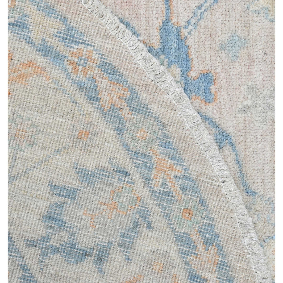 Pacific Ushak Wool Weft 43656 Pink Ivory Transitional Hand Knotted Rug
