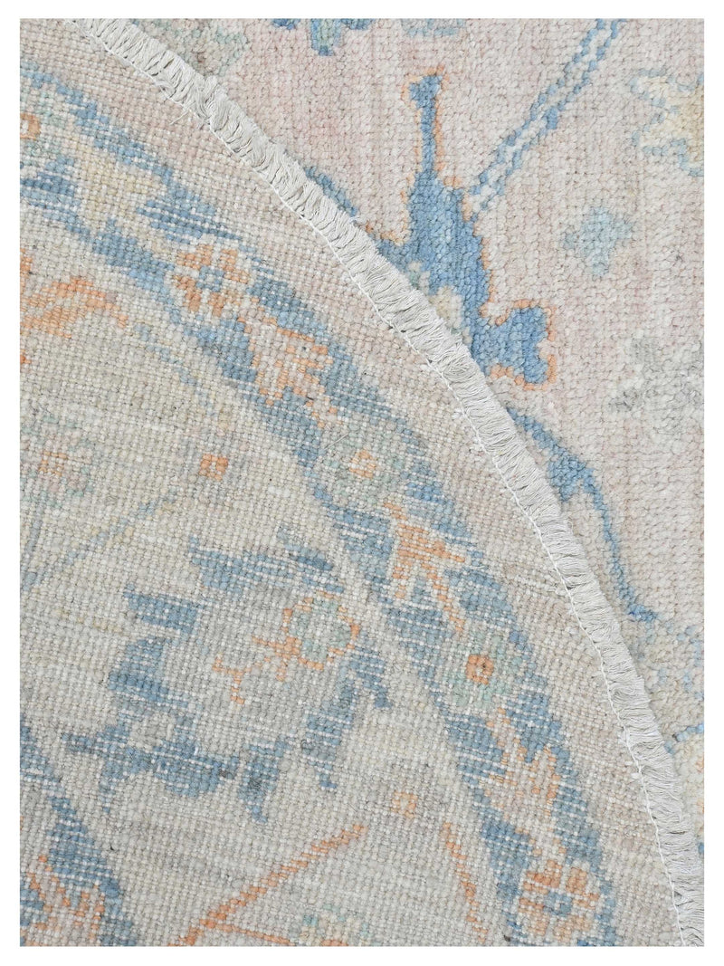 Pacific Ushak Wool Weft 43656 Pink Ivory Transitional Hand Knotted Rug