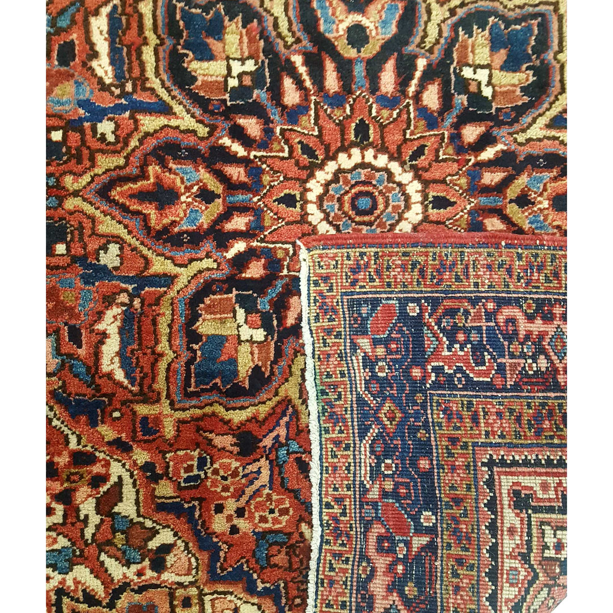 Pacific Antique Heriz 43659 Rust Navy Traditional Antique Rug