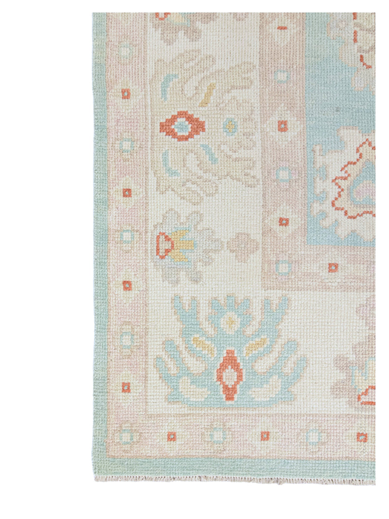 Pacific Ushak 43690 Teal Ivory Transitional Hand Knotted Rug