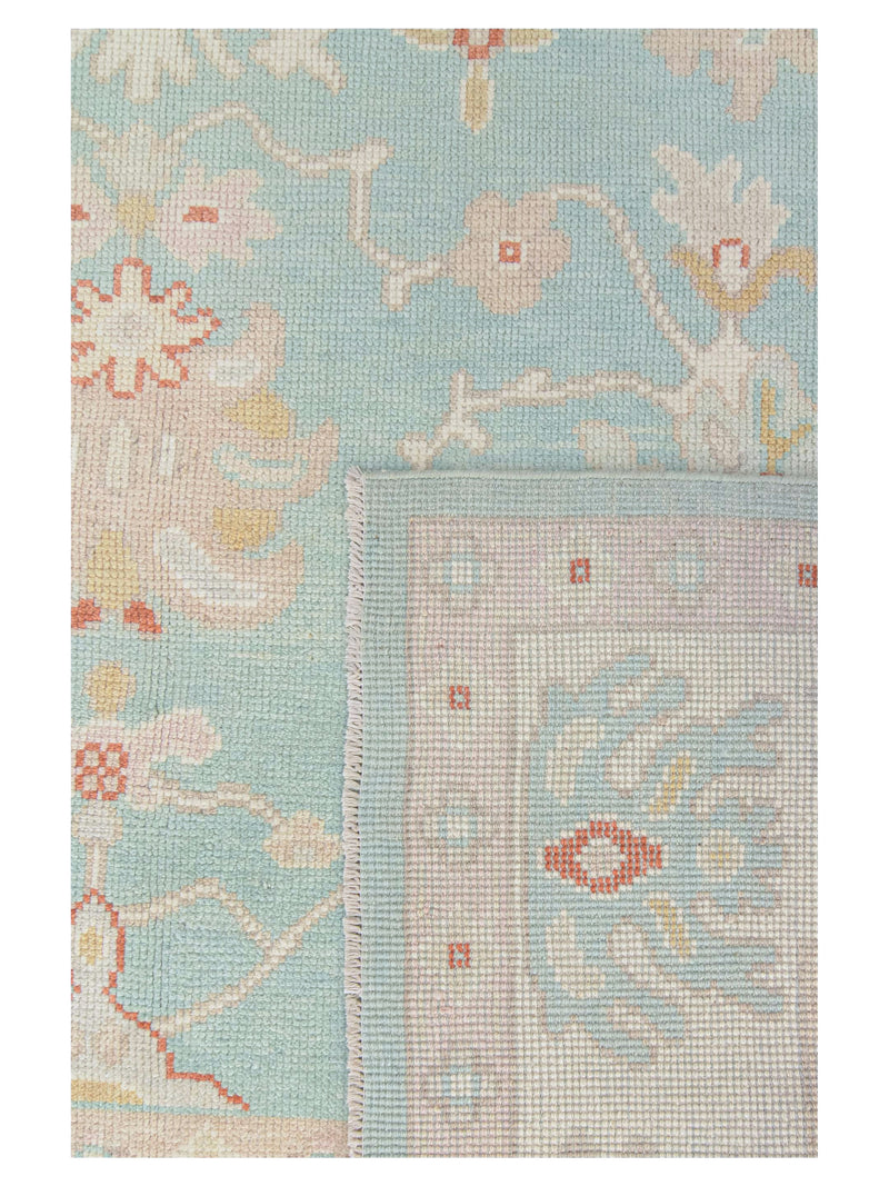 Pacific Ushak 43690 Teal Ivory Transitional Hand Knotted Rug