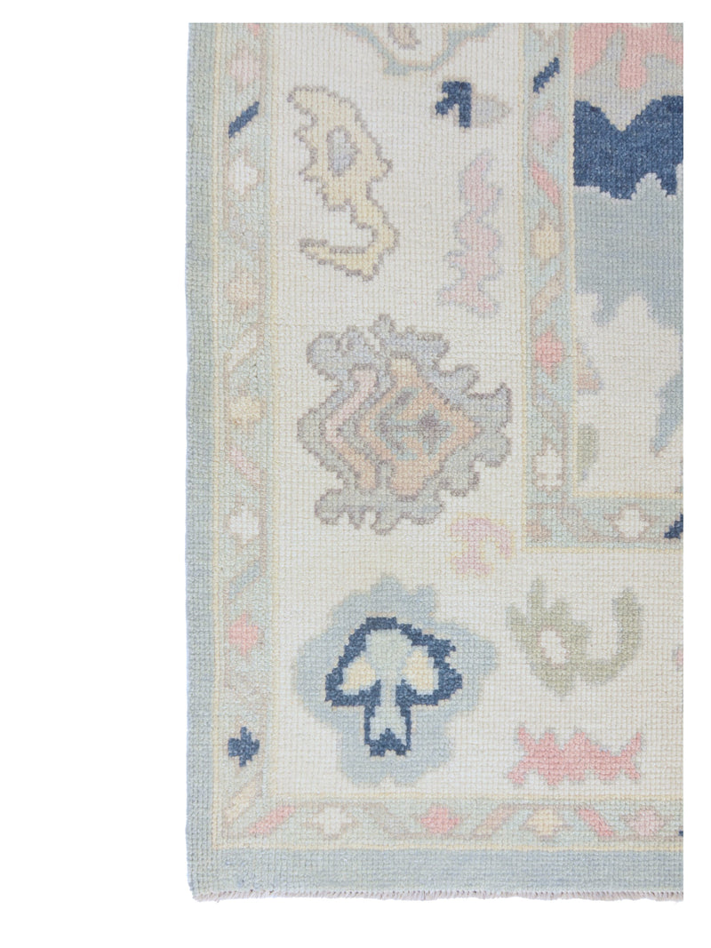 Pacific Ushak 43692 Lt.Blue Ivory Transitional Hand Knotted Rug