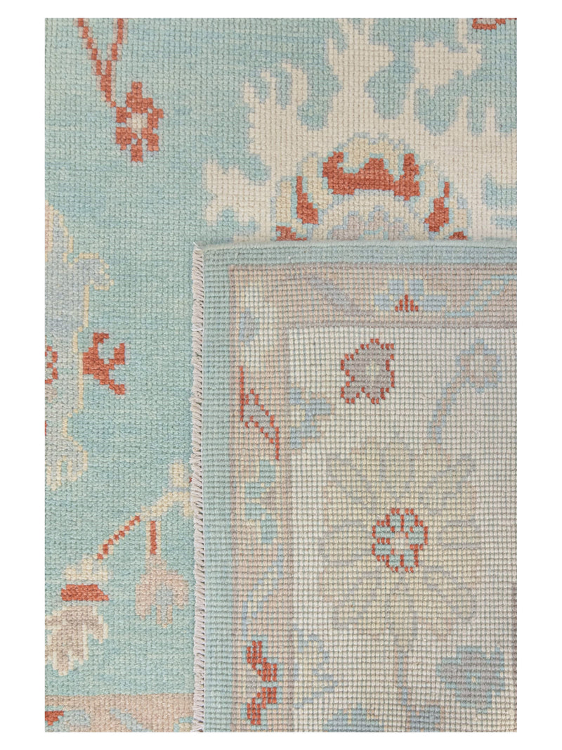 Pacific Ushak 43695 Teal Ivory Transitional Hand Knotted Rug