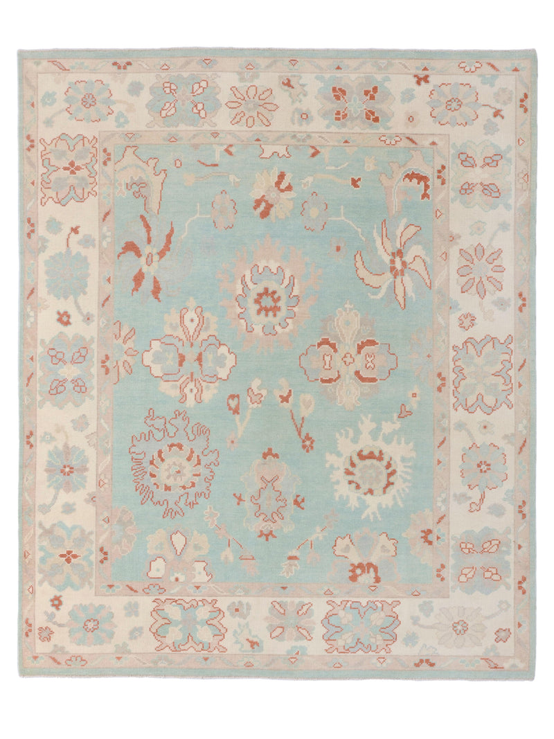 Pacific Ushak  Teal Ivory Transitional