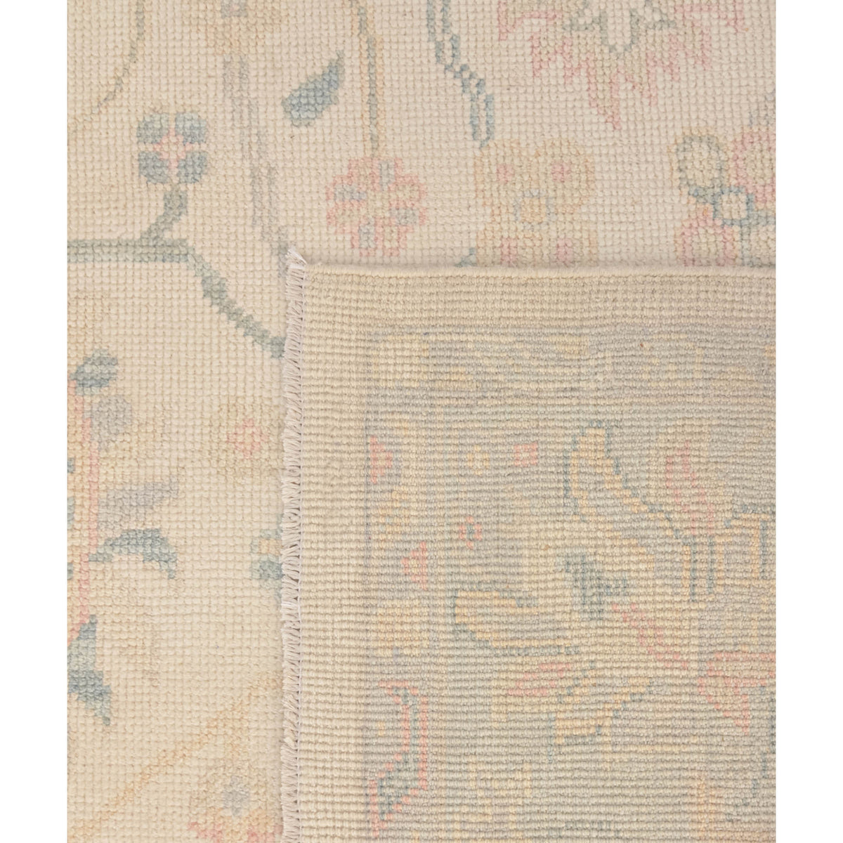 Pacific Ushak 43698 Ivory Sky Blue Transitional Hand Knotted Rug