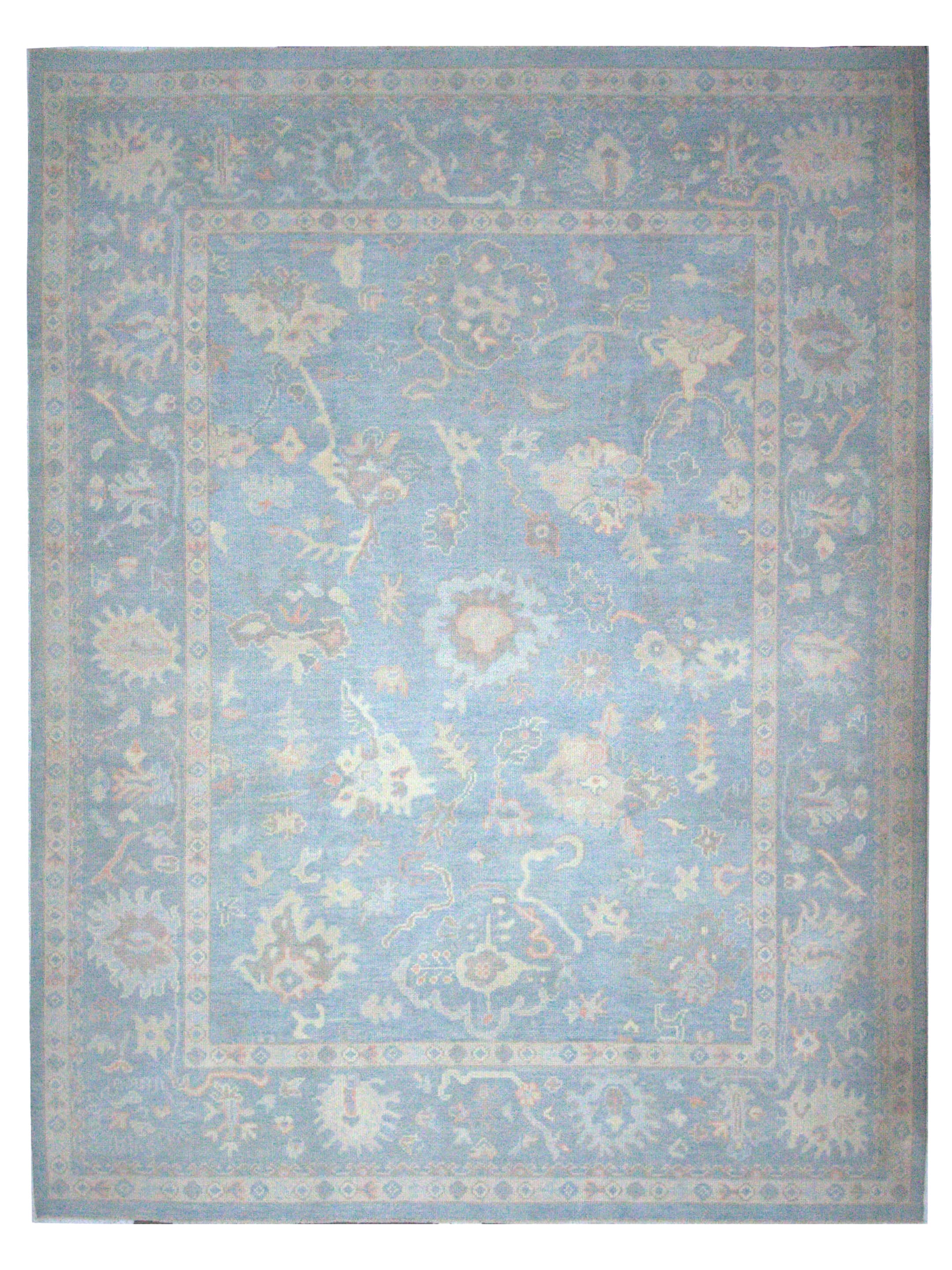 Pacific Ushak 43702 Sky Blue Sky Blue Transitional Hand Knotted Rug ...