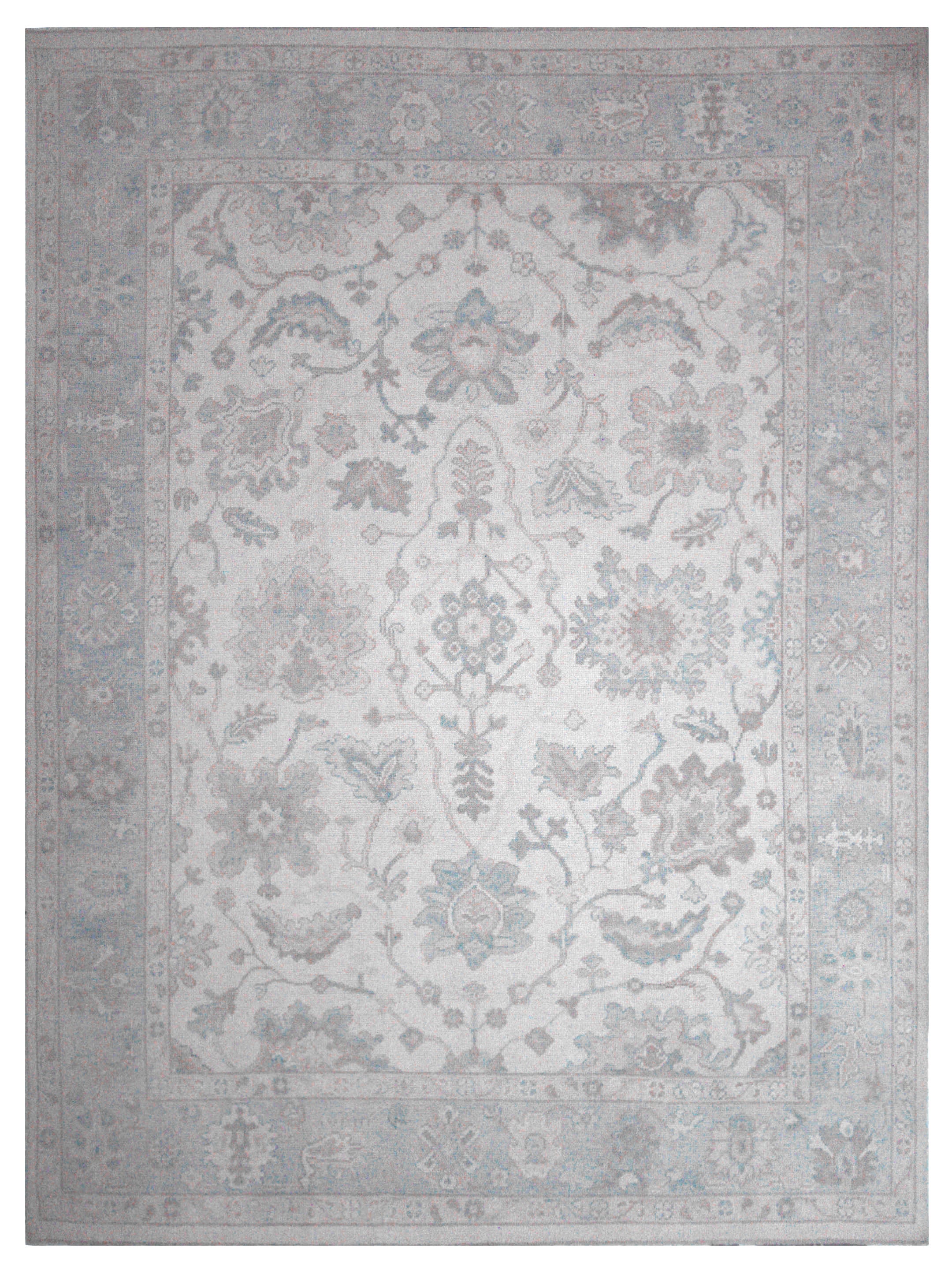 Pacific Ushak 43704 Ivory Sky Blue Transitional Hand Knotted Rug ...