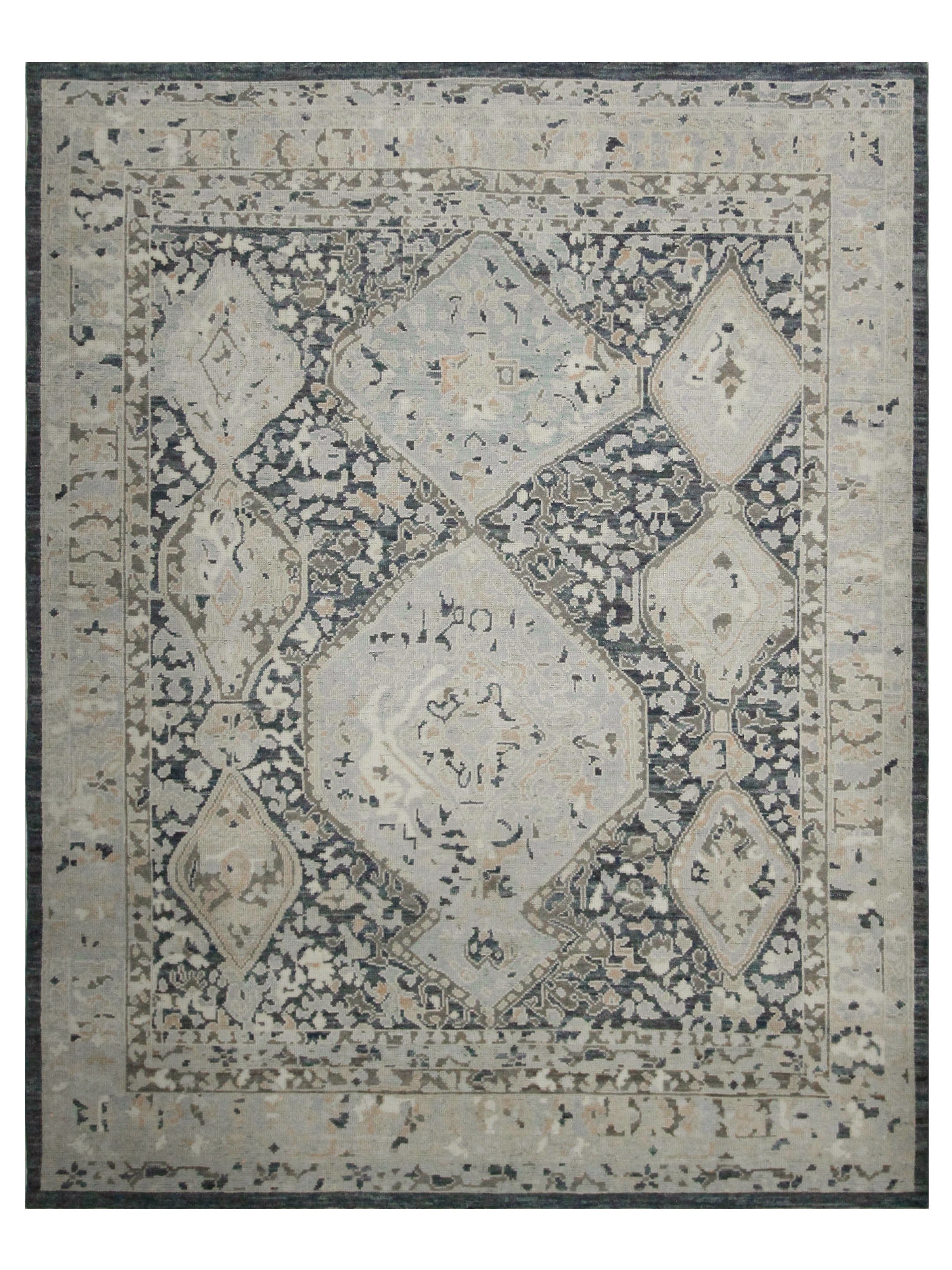 Pacific Ushak 43705 Navy Sky Blue Transitional Hand Knotted Rug ...