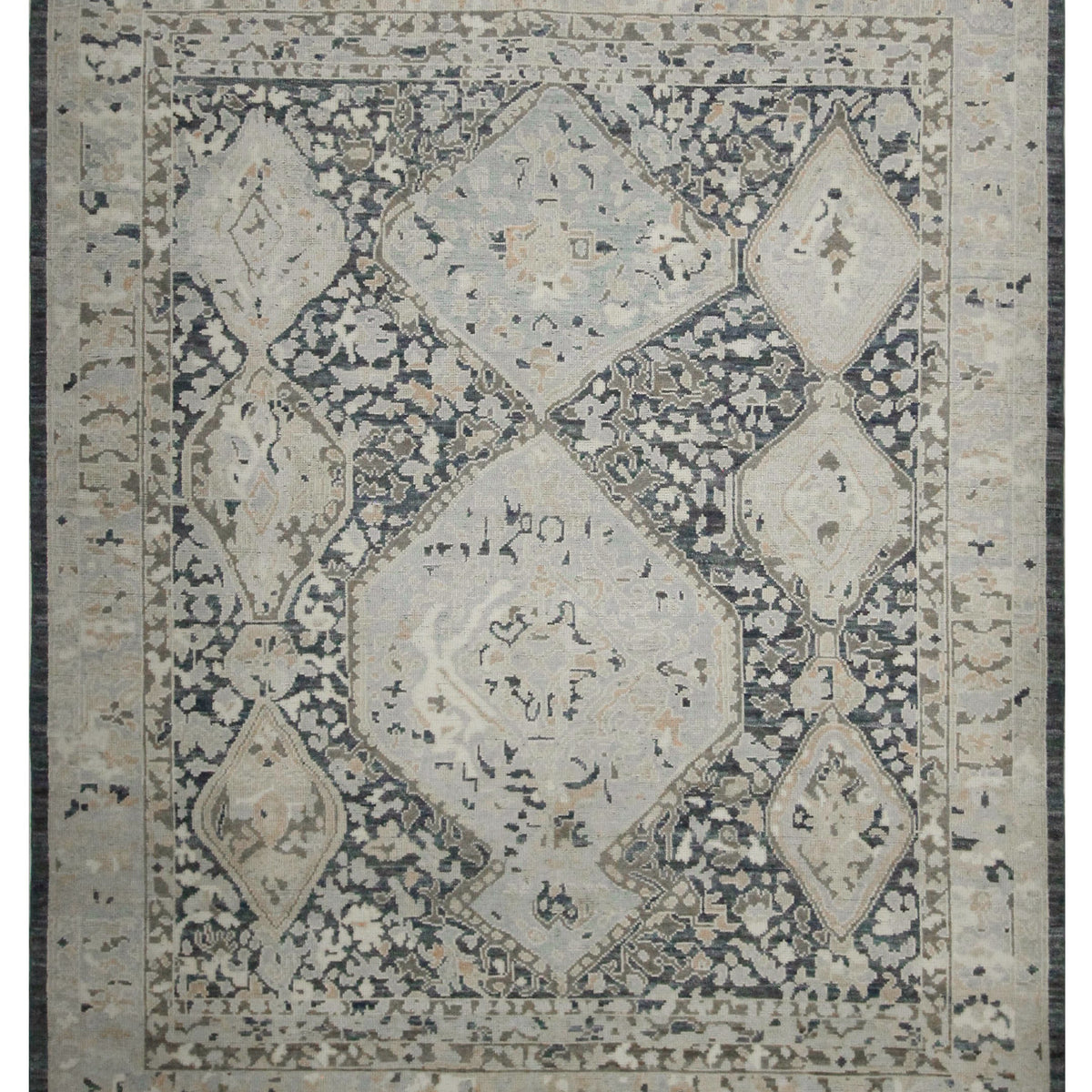 Pacific Ushak 43705 Navy Sky Blue Transitional Hand Knotted Rug