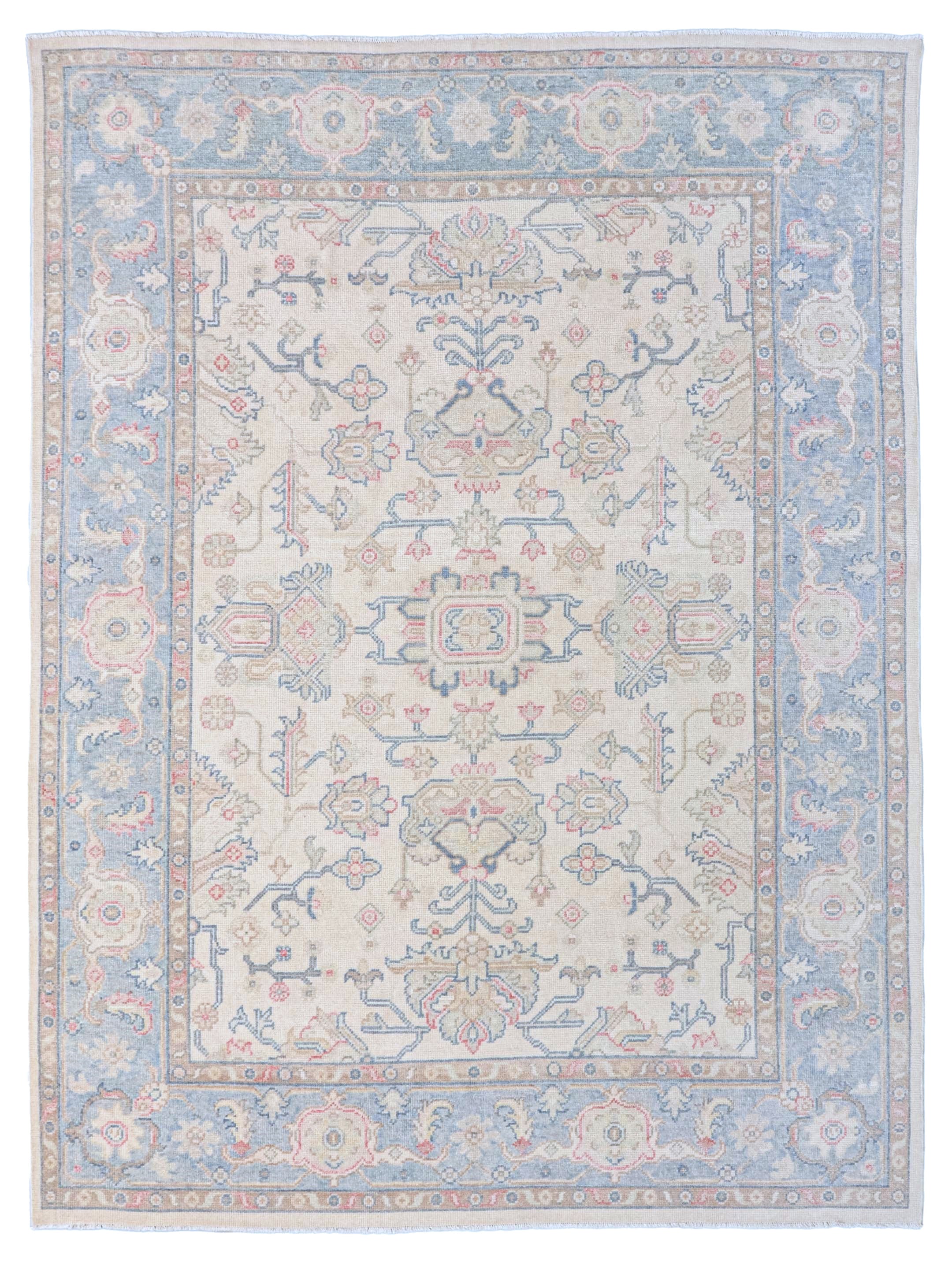 Pacific Ushak 43708 Ivory Blue Transitional Hand Knotted Rug – Pacific Rugs
