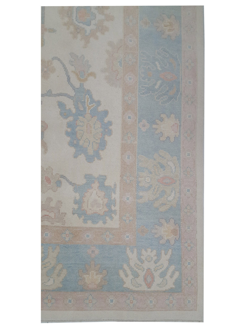 Pacific Ushak 43712 Ivory Sky Blue Transitional Hand Knotted Rug