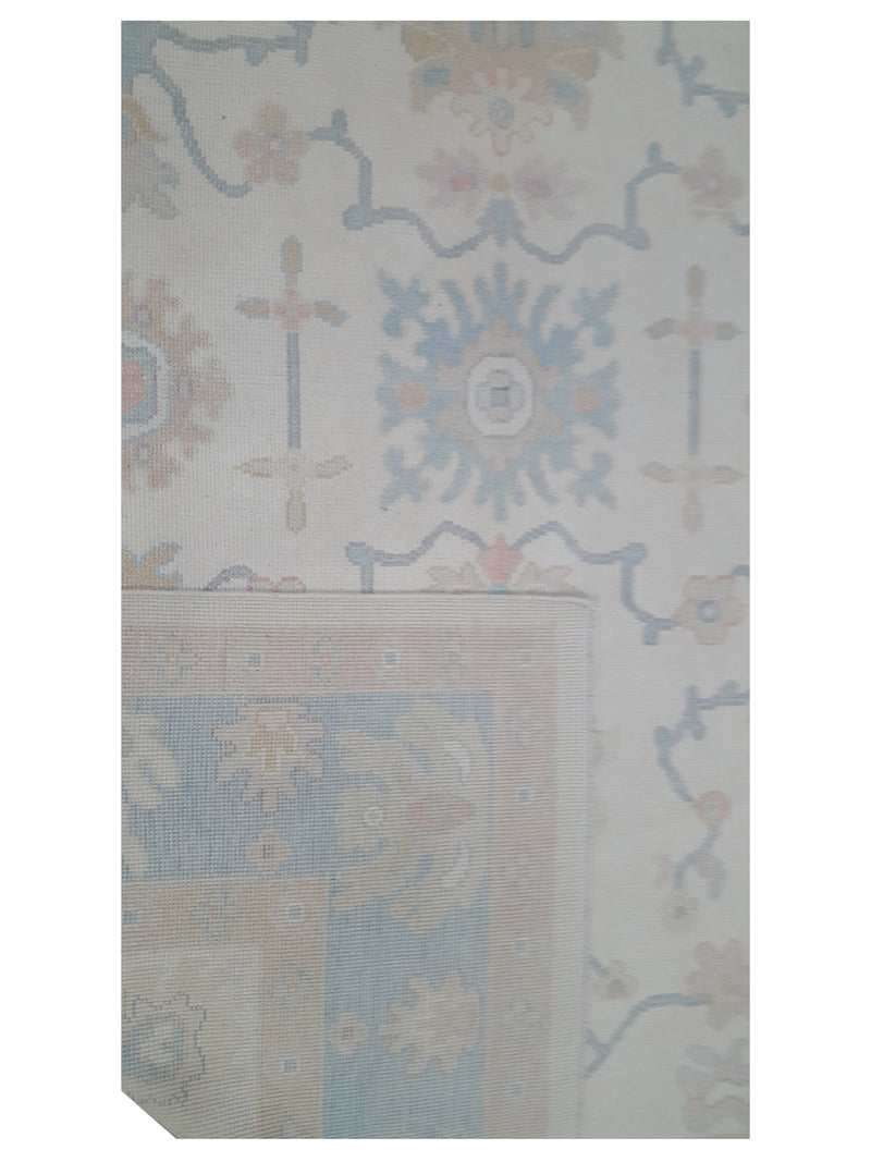 Pacific Ushak 43712 Ivory Sky Blue Transitional Hand Knotted Rug