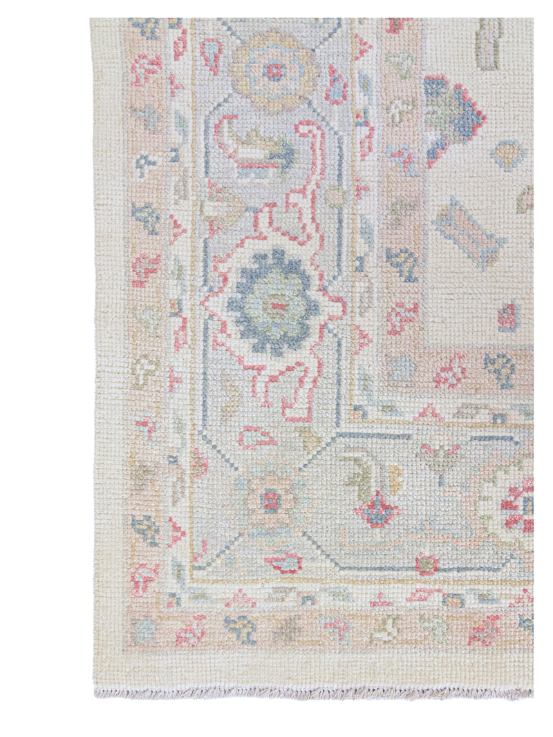 Pacific Ushak 43713 Ivory Sky Blue Transitional Hand Knotted Rug