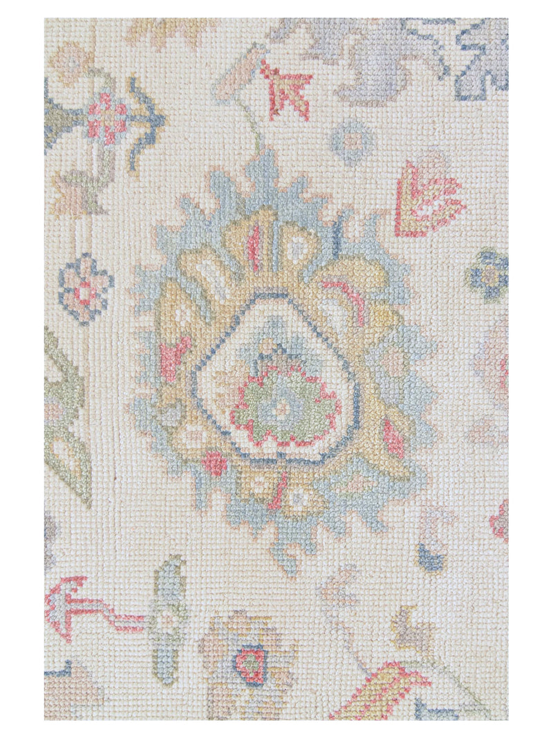 Pacific Ushak 43713 Ivory Sky Blue Transitional Hand Knotted Rug