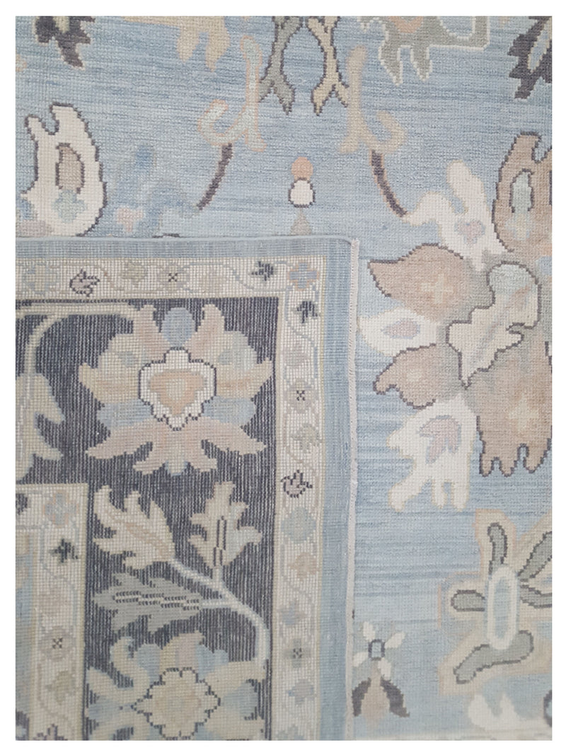 Pacific Ushak 43720 Sky Blue Charcoal Transitional Hand Knotted Rug