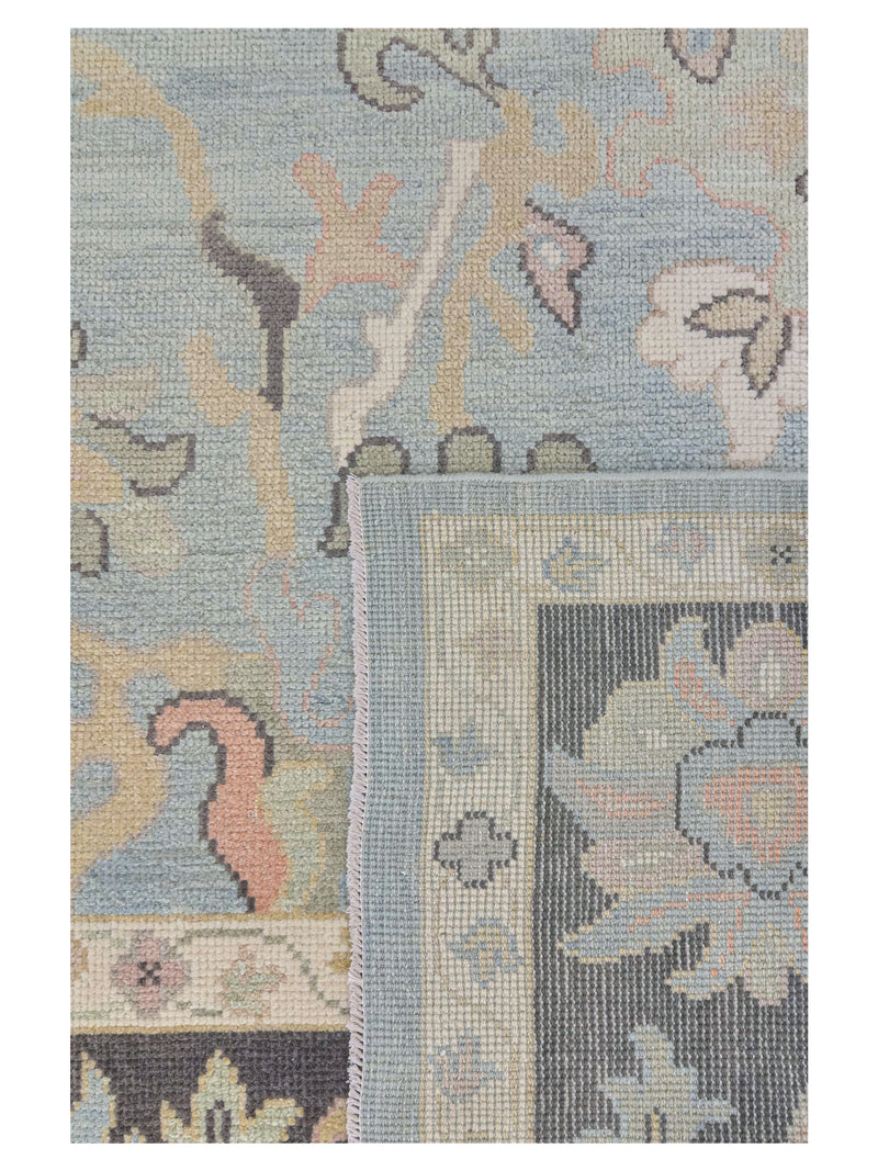 Pacific Ushak 43720 Sky Blue Charcoal Transitional Hand Knotted Rug
