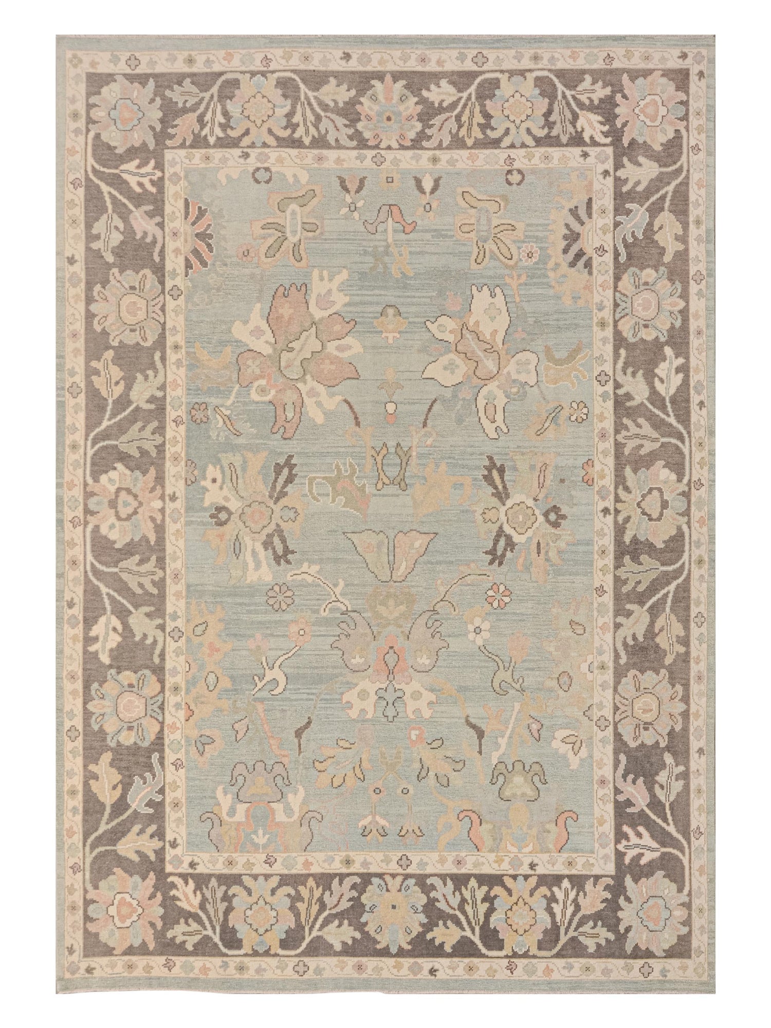 Pacific Ushak  Sky Blue Charcoal Transitional