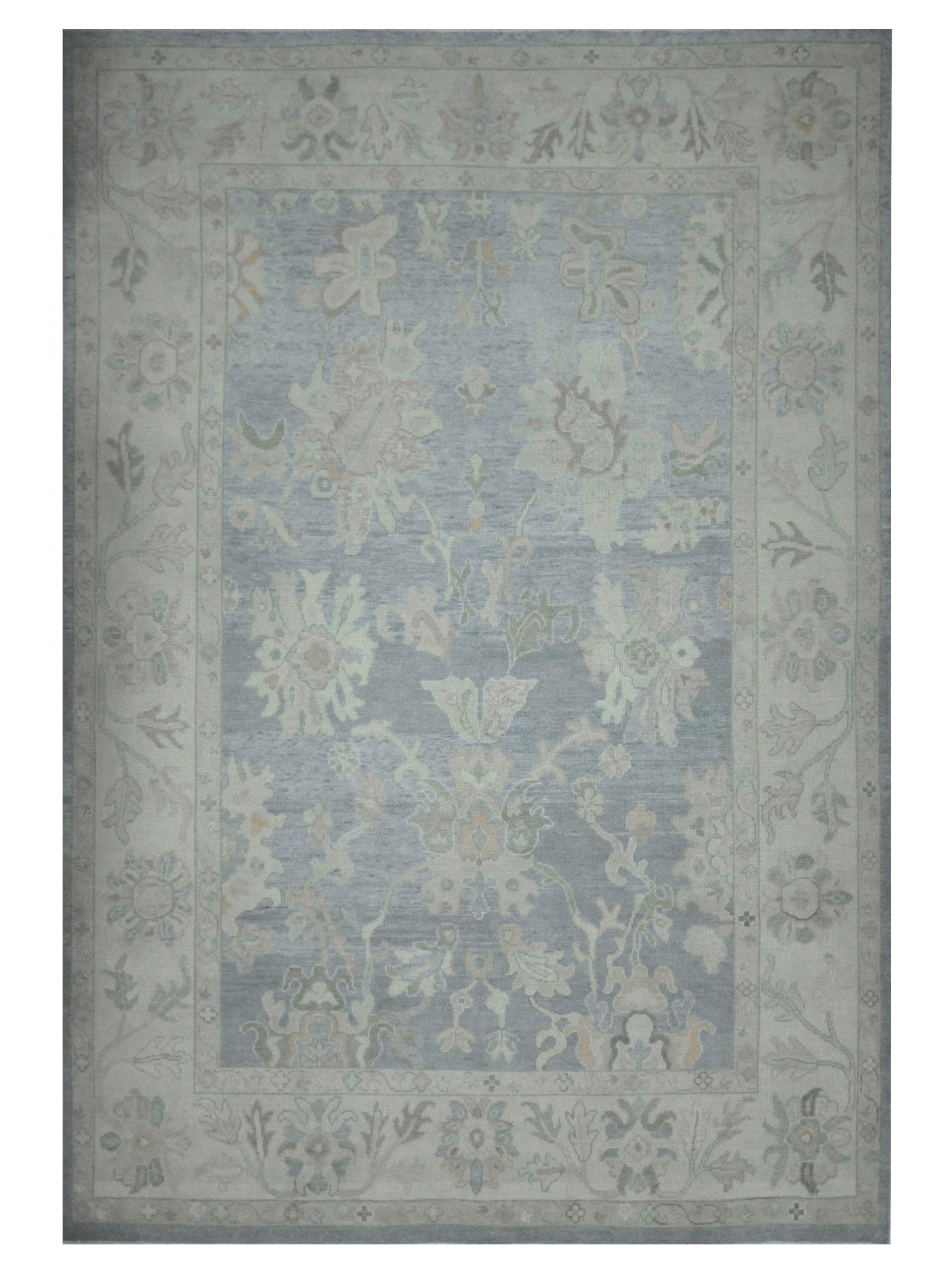 Pacific Ushak 43722 Sky Blue Ivory Transitional Hand Knotted Rug ...