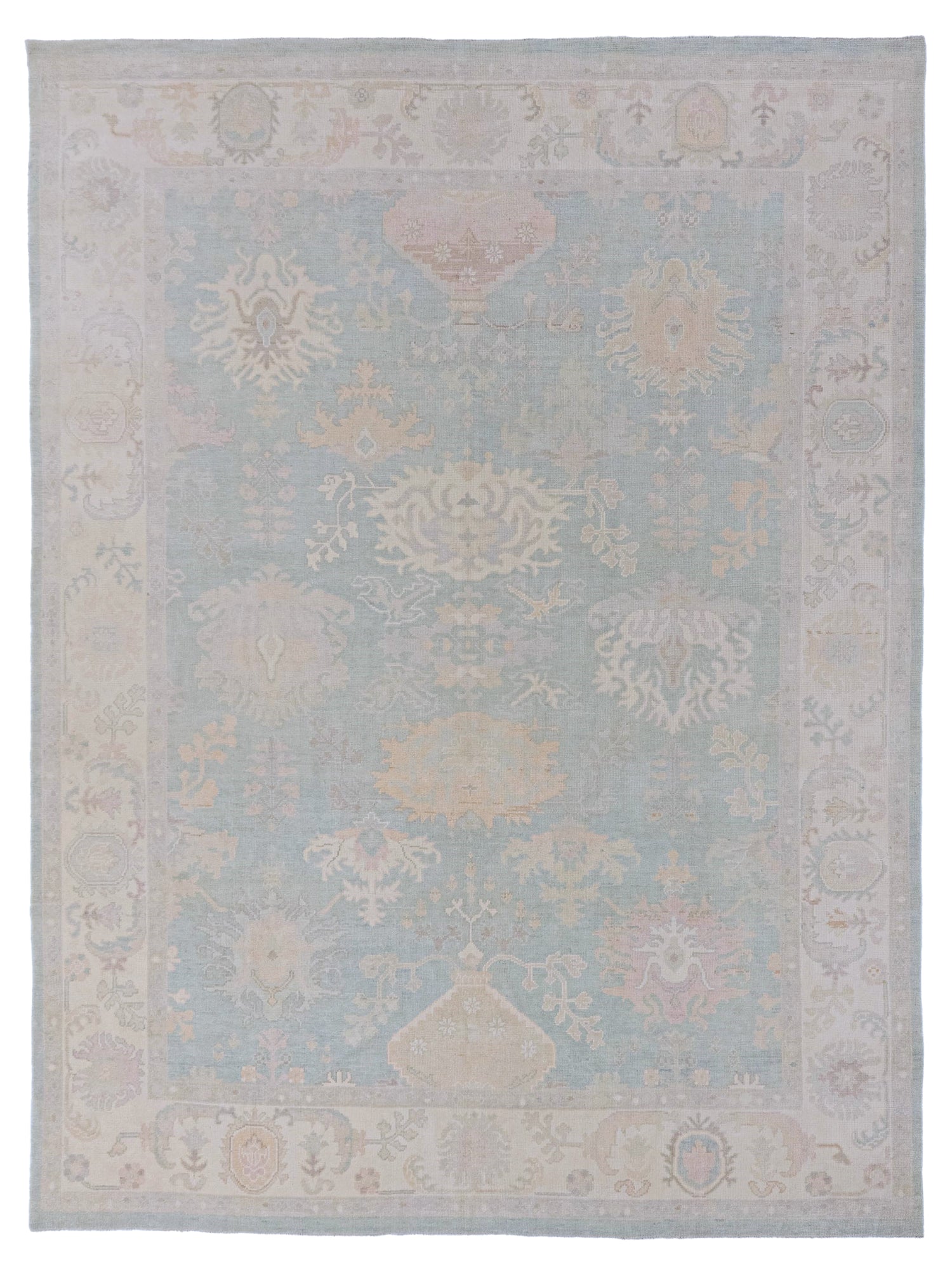 Pacific Ushak 43731 Sky Blue Ivory Transitional Hand Knotted Rug