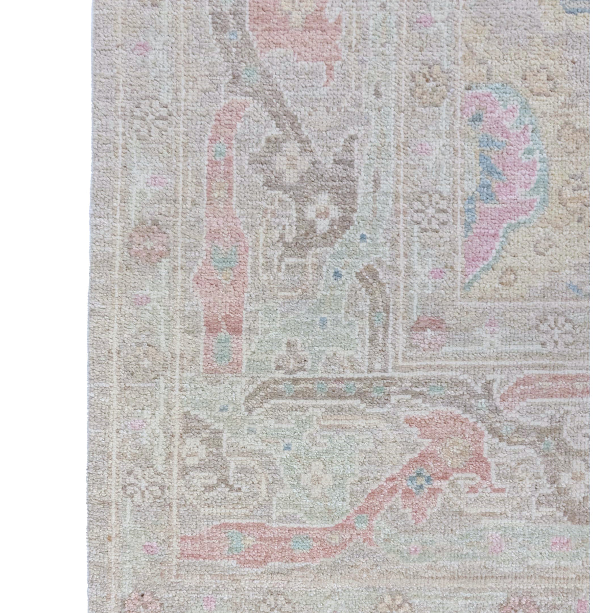Pacific Ushak Wool Weft 43732 Beige Pistachio Transitional Hand Knotted Rug