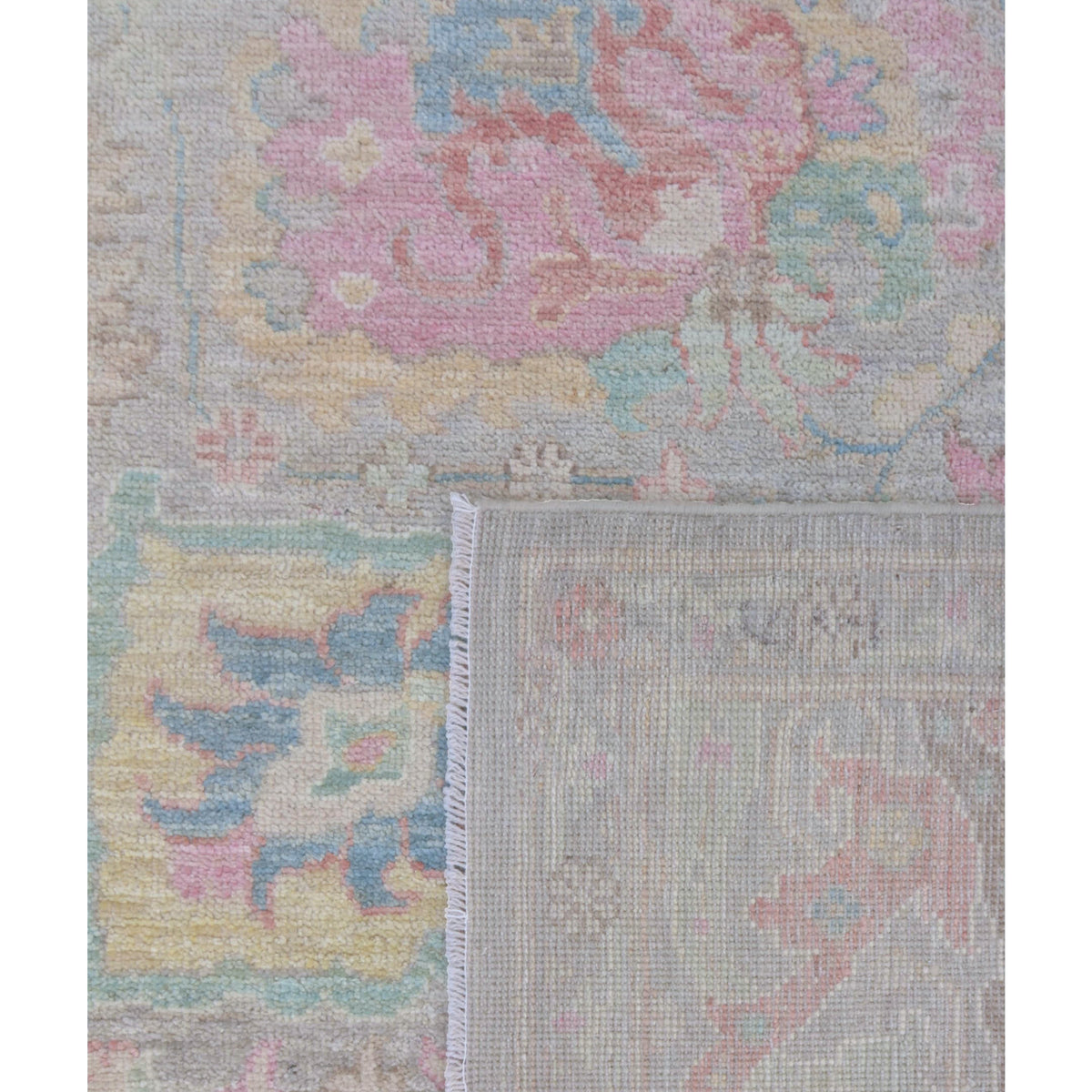 Pacific Ushak Wool Weft 43732 Beige Pistachio Transitional Hand Knotted Rug