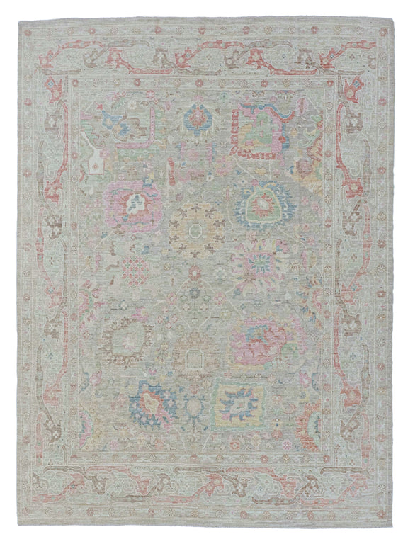 Pacific Ushak Wool Weft  Beige Pistachio Transitional
