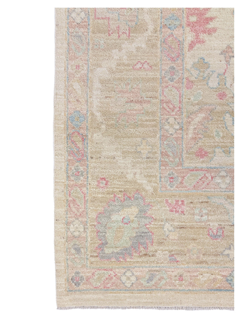Pacific Ushak Wool Weft 43733 Ivory Beige Transitional Hand Knotted Rug