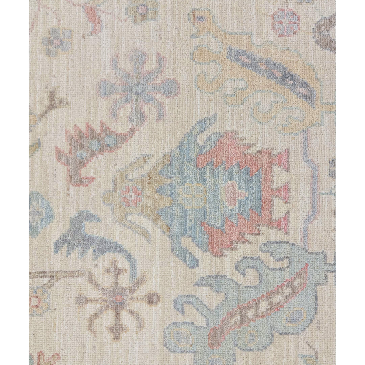 Pacific Ushak Wool Weft 43733 Ivory Beige Transitional Hand Knotted Rug