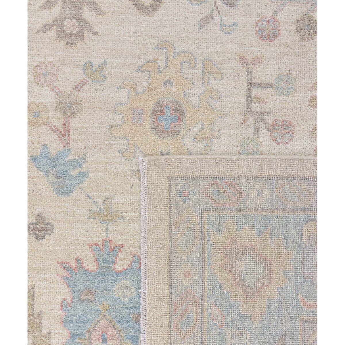 Pacific Ushak Wool Weft 43733 Ivory Beige Transitional Hand Knotted Rug