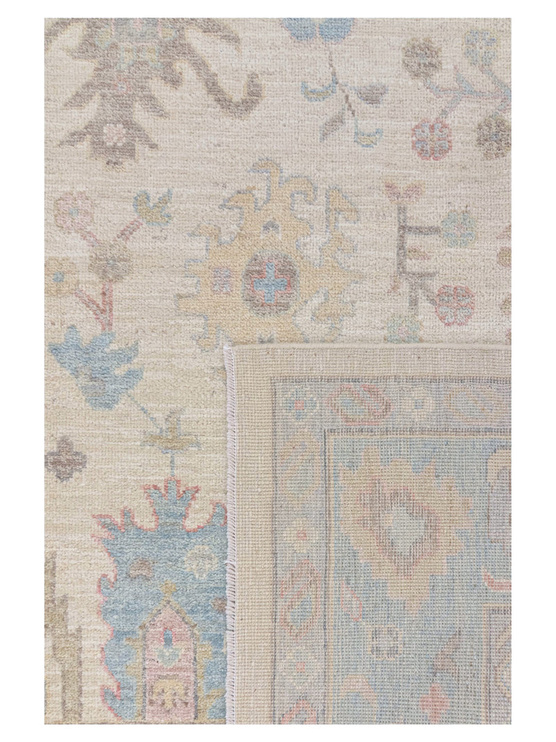 Pacific Ushak Wool Weft 43733 Ivory Beige Transitional Hand Knotted Rug