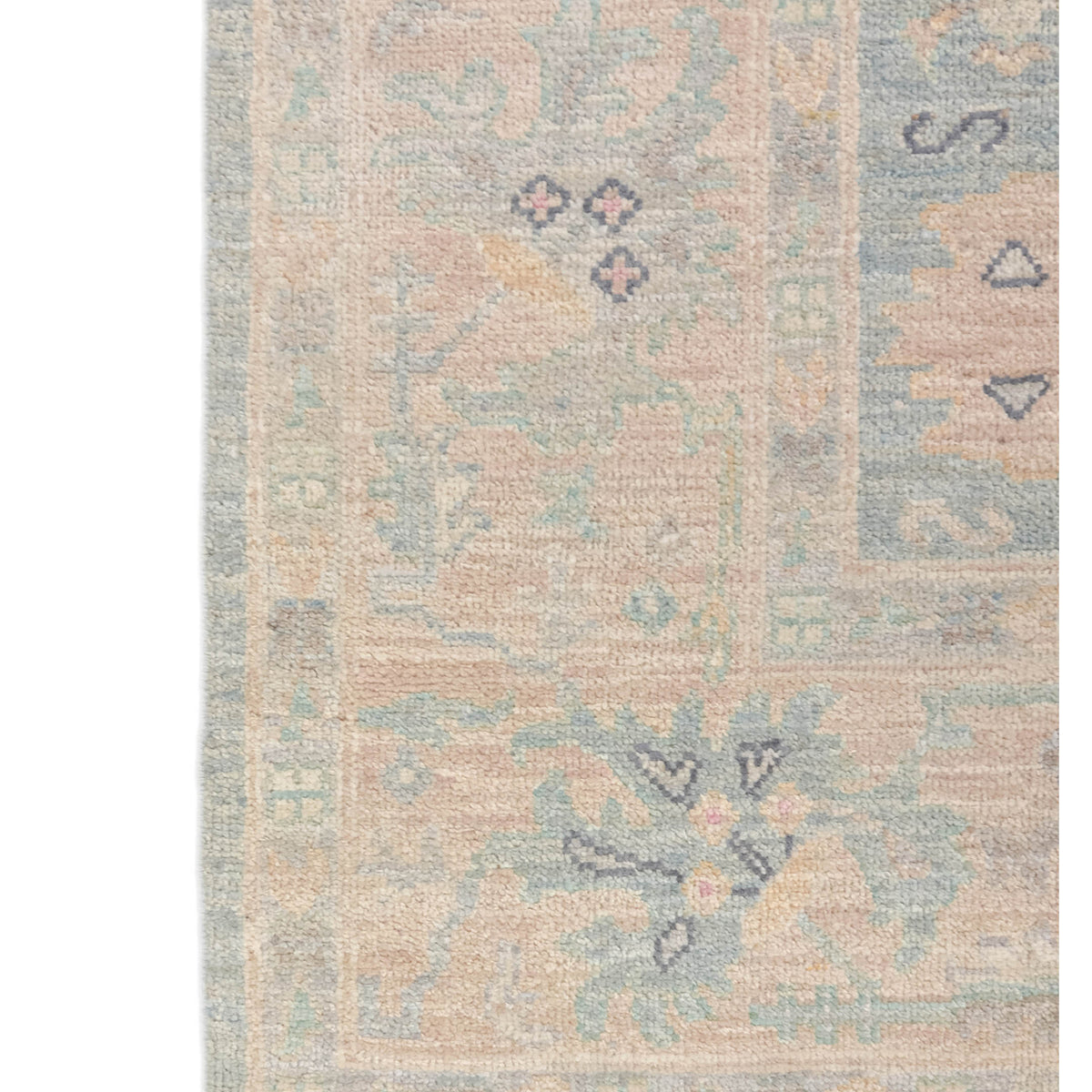 Pacific Ushak Wool Weft 43735 Sky Blue Beige Transitional Hand Knotted Rug