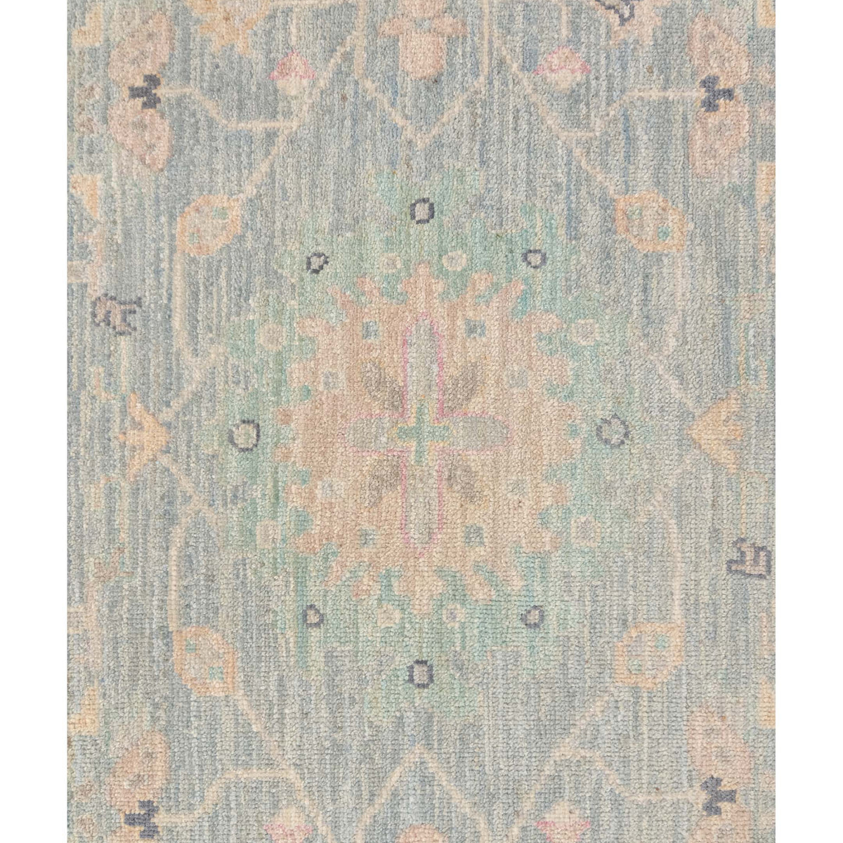 Pacific Ushak Wool Weft 43735 Sky Blue Beige Transitional Hand Knotted Rug