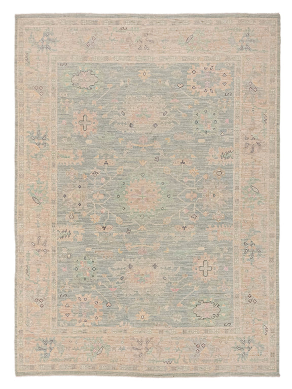 Pacific Ushak Wool Weft  Sky Blue Beige Transitional